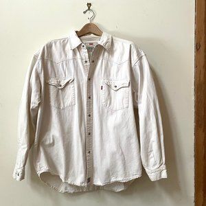 Levi's White Denim Snap Front Shirt